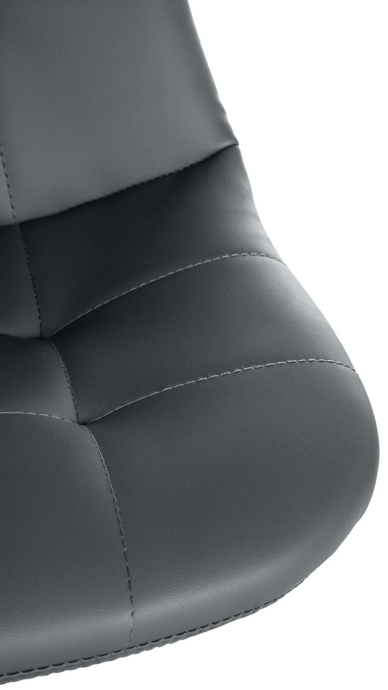 Tabouret de bar x1 avec repose-pieds hauteur réglable pivotant assise en PVC gris cadre métallique noir 10_0004815