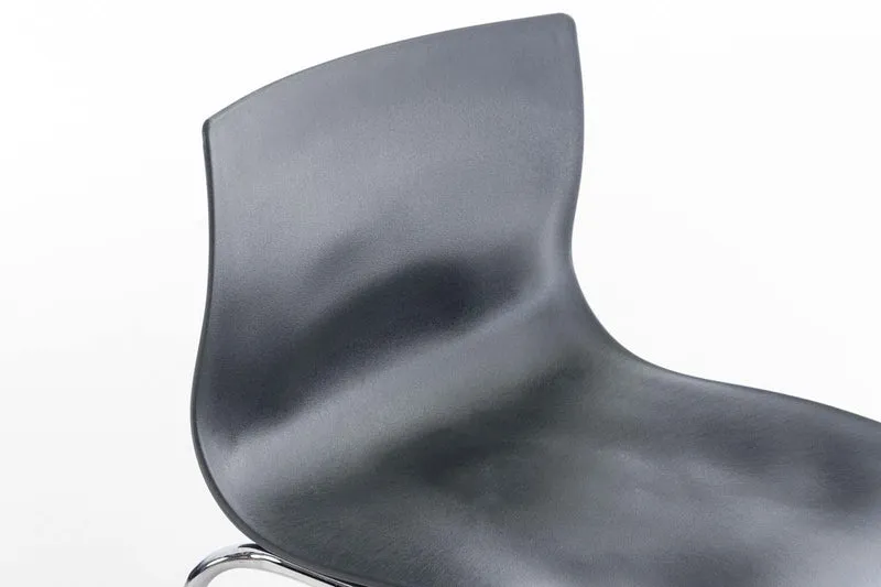 Tabouret de bar avec repose-pieds pivotant dossier incurvé en plastique gris et 4 pieds en métal chromé 10_0004940