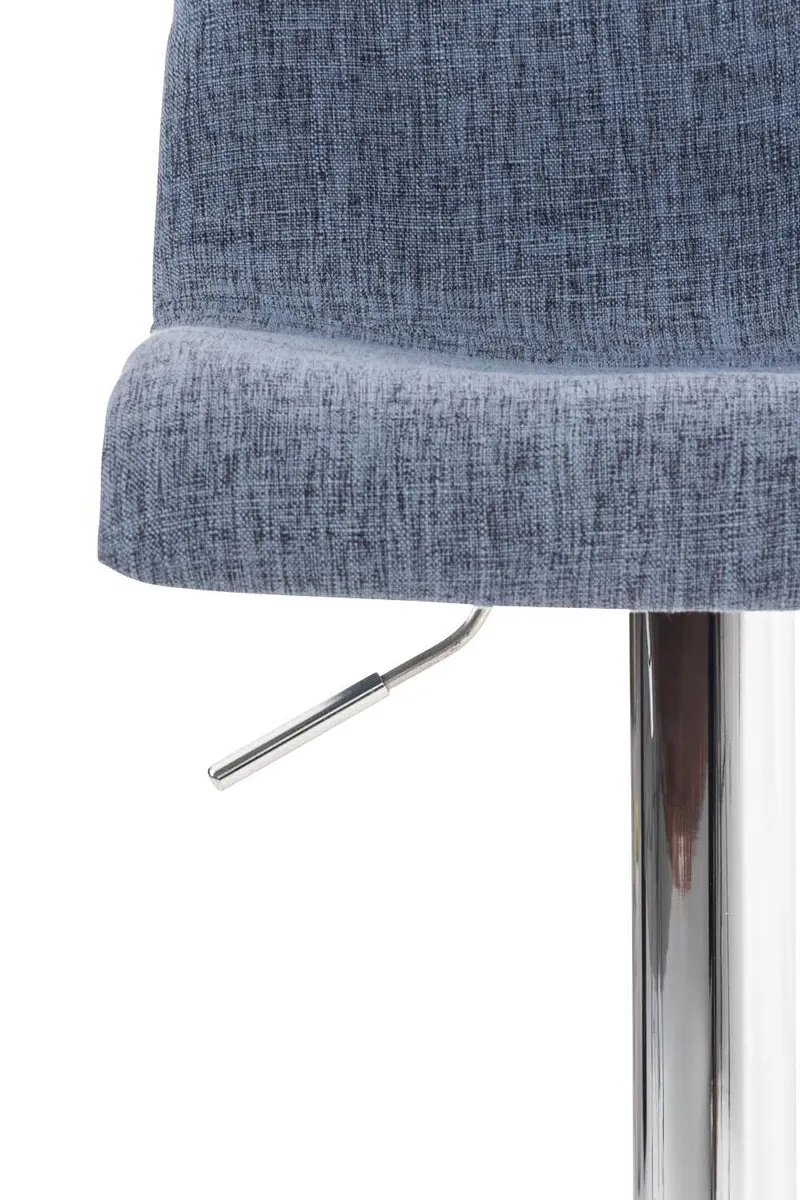Tabouret de bar avec repose-pieds pivotant dossier incurvé en tissu bleu et métal chromé 10_0004964