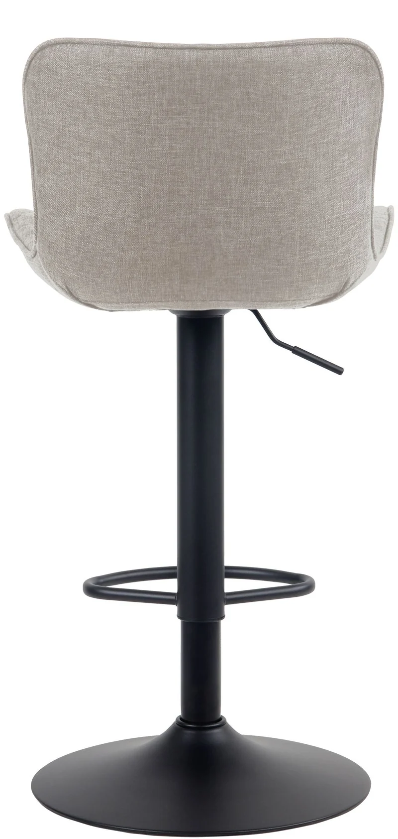 Lot de 2 tabourets de bar coutures décoratives pied trompette hauteur réglable en métal noir assise en tissu taupe 10_0004139