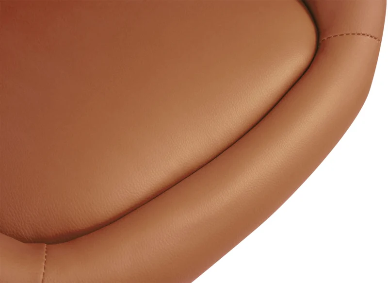 Tabouret de bar assise pivotante à 360° hauteur réglable en PVC marron clair piètement en métal noir 10_0004767