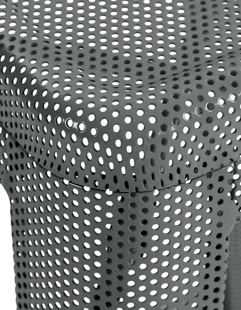 Tabouret de bar avec repose-pieds design industriel empilable en métal perforé gris 10_0004869