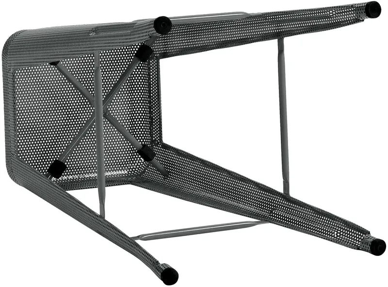 Tabouret de bar avec repose-pieds design industriel empilable en métal perforé gris 10_0004869
