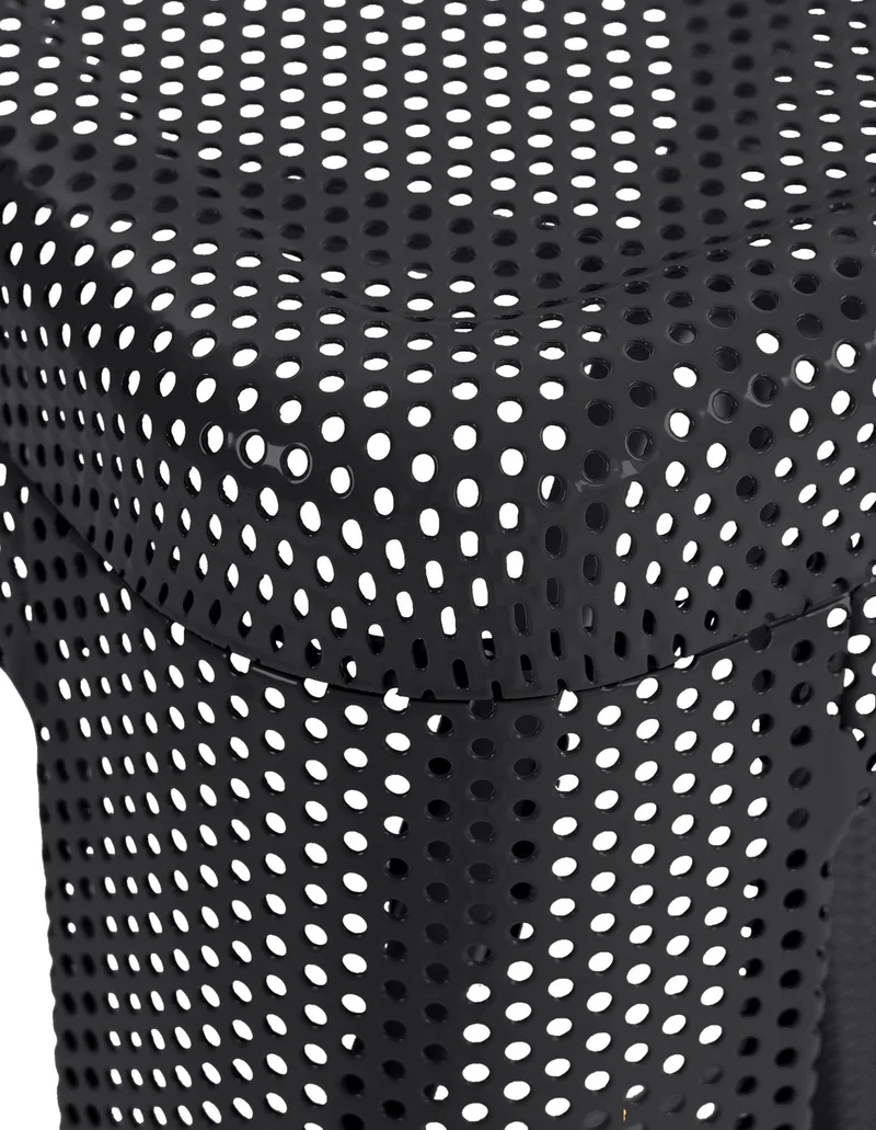Set de 4 tabourets de bar avec repose-pieds design industriel empilable en métal perforé noir 10_0004509