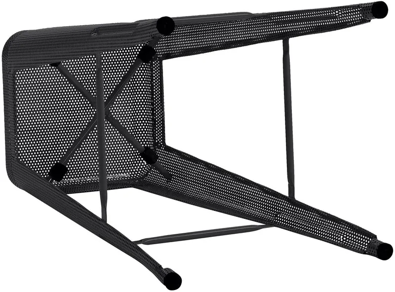 Set de 4 tabourets de bar avec repose-pieds design industriel empilable en métal perforé noir 10_0004509