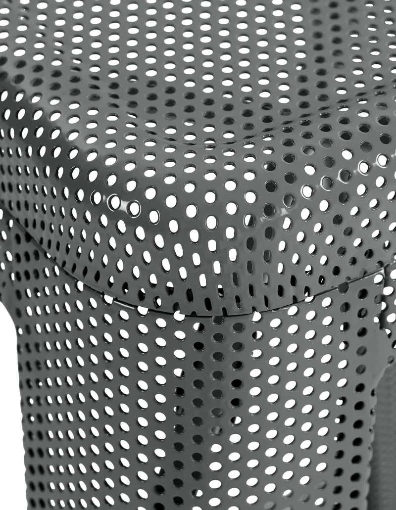 Set de 4 tabourets de bar avec repose-pieds design industriel empilable en métal perforé gris 10_0004511