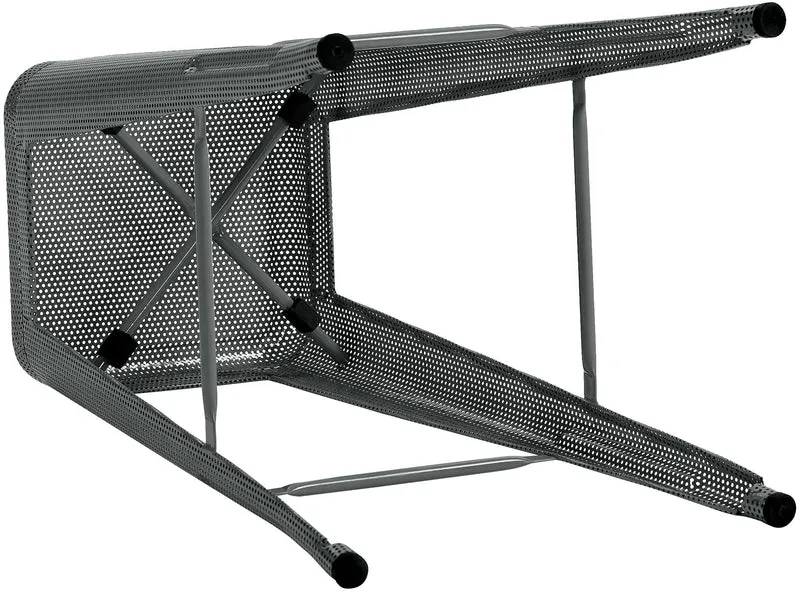 Set de 4 tabourets de bar avec repose-pieds design industriel empilable en métal perforé gris 10_0004511