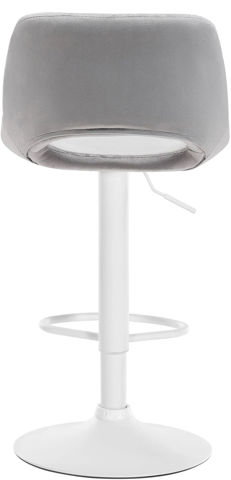 Tabourets de bar chaises haute x2 avec repose-pieds en velours gris clair piètement métallique blanc 10_0004089