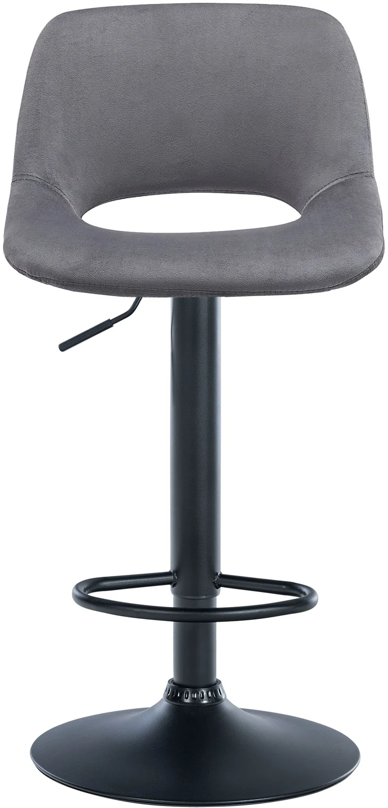Tabourets de bar chaises haute x2 avec repose-pieds en velours gris foncé piètement métallique noir 10_0004084