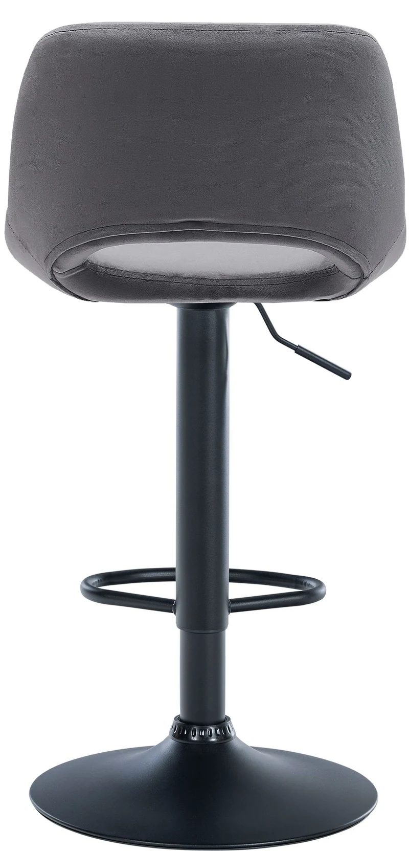 Tabourets de bar chaises haute x2 avec repose-pieds en velours gris foncé piètement métallique noir 10_0004084