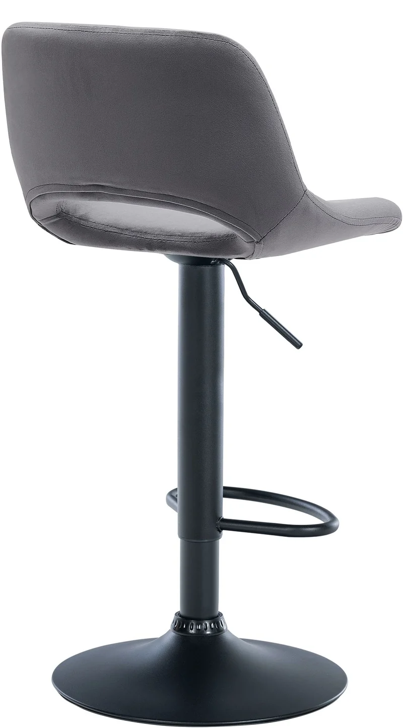 Tabourets de bar chaises haute x2 avec repose-pieds en velours gris foncé piètement métallique noir 10_0004084