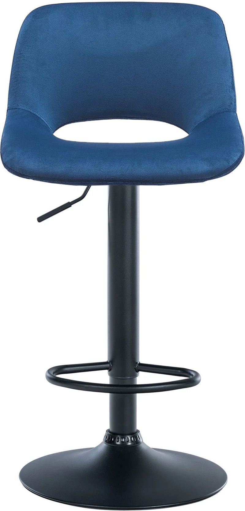 Tabourets de bar chaises haute x2 avec repose-pieds en velours bleu piètement métallique noir 10_0004080