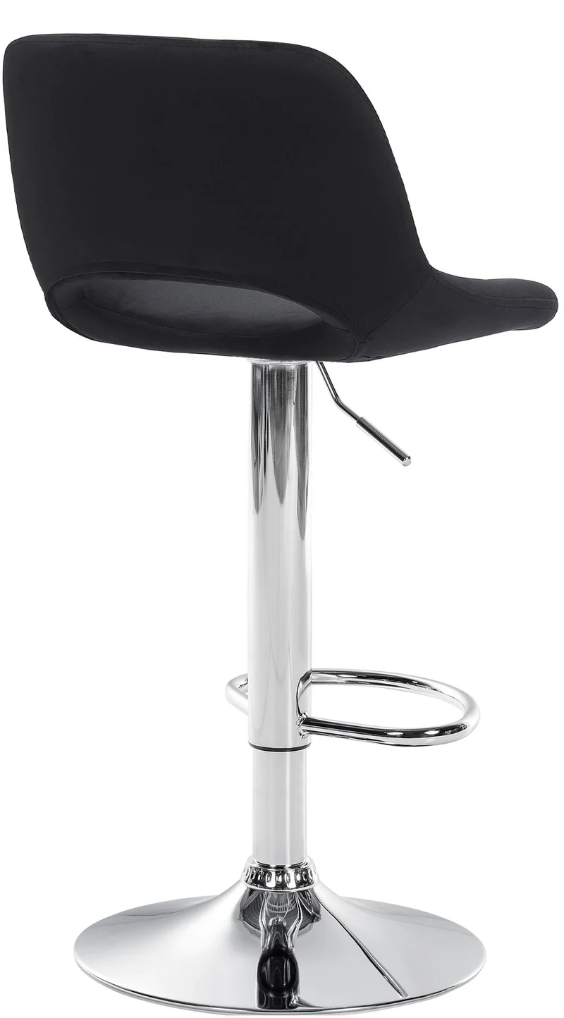 Tabourets de bar chaises haute x2 avec repose-pieds en velours noir piètement métallique chromé 10_0004078