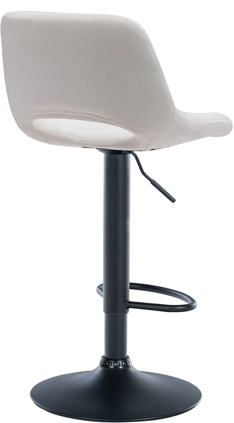 Tabourets de bar chaises haute x2 avec repose-pieds en velours crème piètement métallique noir 10_0004079