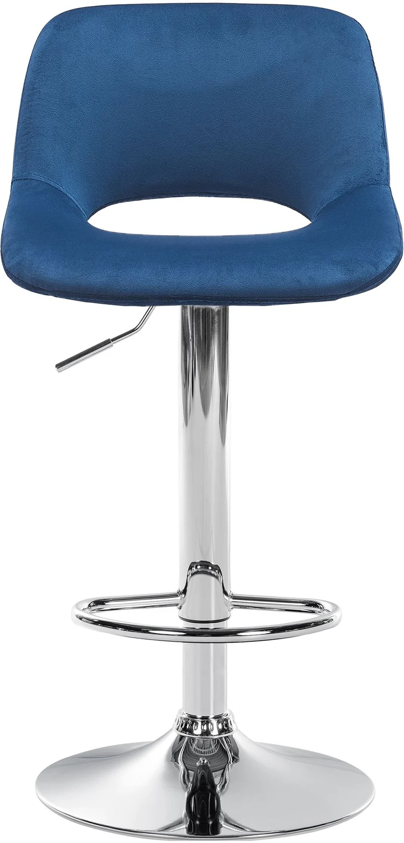 Tabourets de bar chaises haute x2 avec repose-pieds en velours bleu piètement métallique chromé 10_0004073