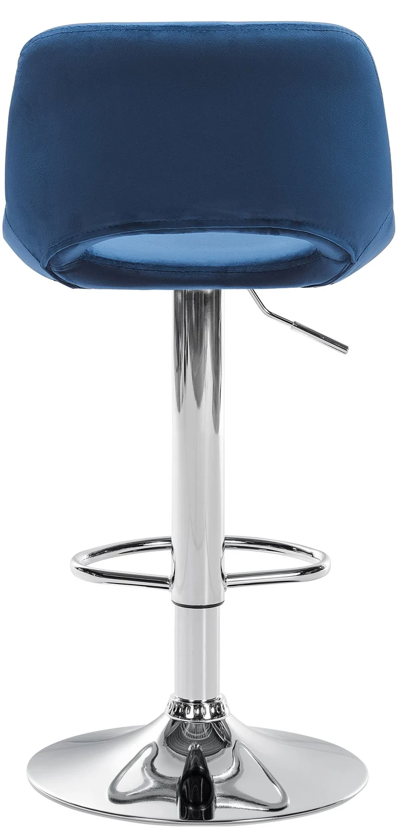 Tabourets de bar chaises haute x2 avec repose-pieds en velours bleu piètement métallique chromé 10_0004073