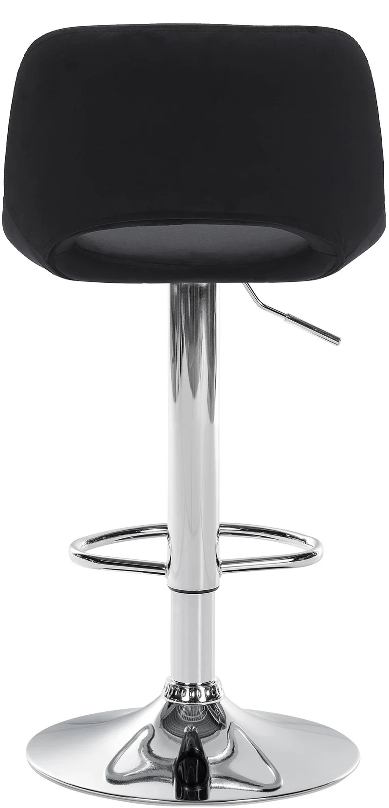 Tabouret de bar chaise haute x1 avec repose-pieds en velours noir piètement métallique chromé 10_0004596