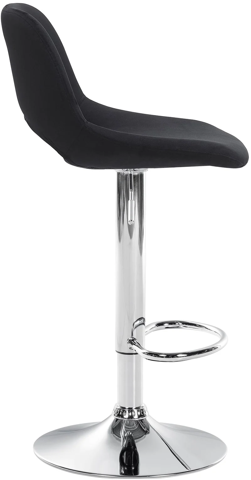 Tabouret de bar chaise haute x1 avec repose-pieds en velours noir piètement métallique chromé 10_0004596