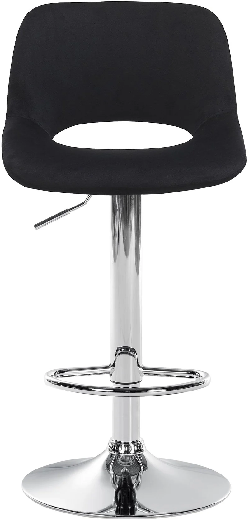 Tabouret de bar chaise haute x1 avec repose-pieds en velours noir piètement métallique chromé 10_0004596