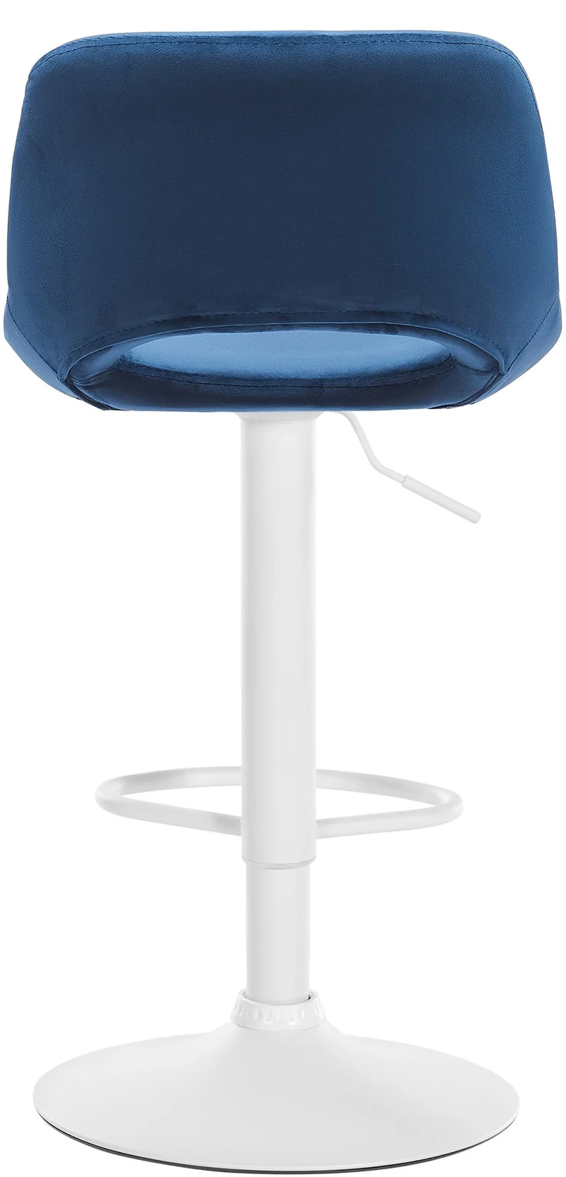 Tabouret de bar chaise haute x1 avec repose-pieds en velours bleu piètement métallique blanc 10_0004605