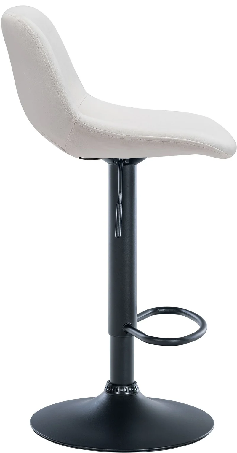 Tabouret de bar chaise haute x1 avec repose-pieds en velours crème piètement métallique noir 10_0004597