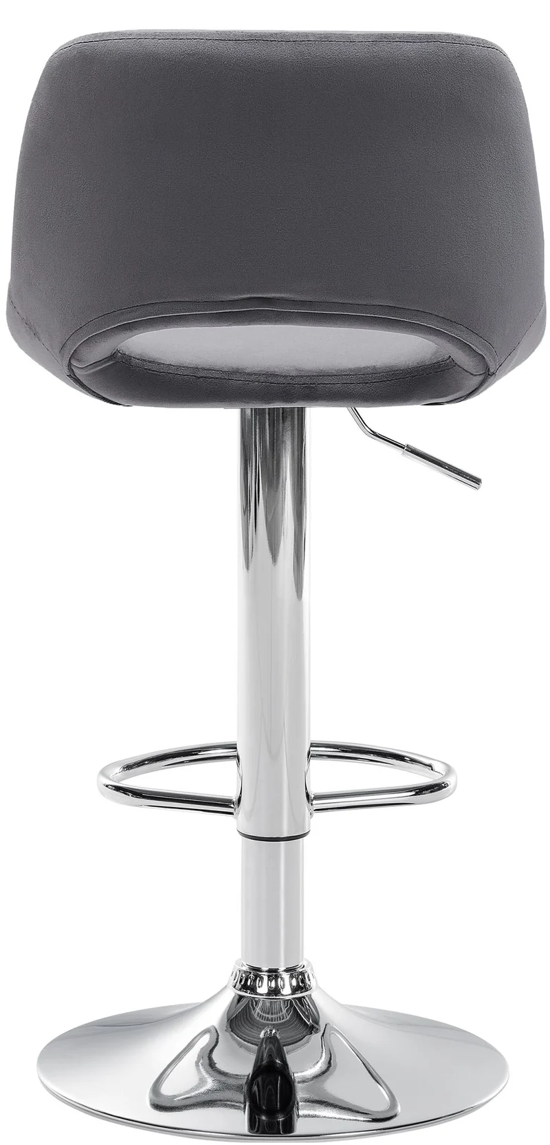 Tabouret de bar chaise haute x1 avec repose-pieds en velours gris foncé piètement métallique chromé 10_0004595