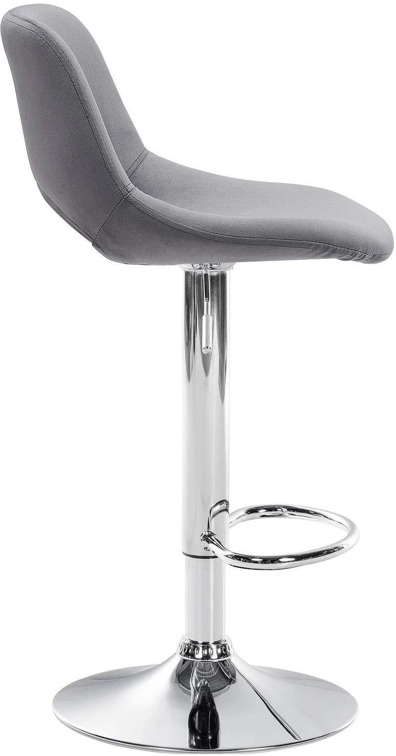 Tabouret de bar chaise haute x1 avec repose-pieds en velours gris foncé piètement métallique chromé 10_0004595