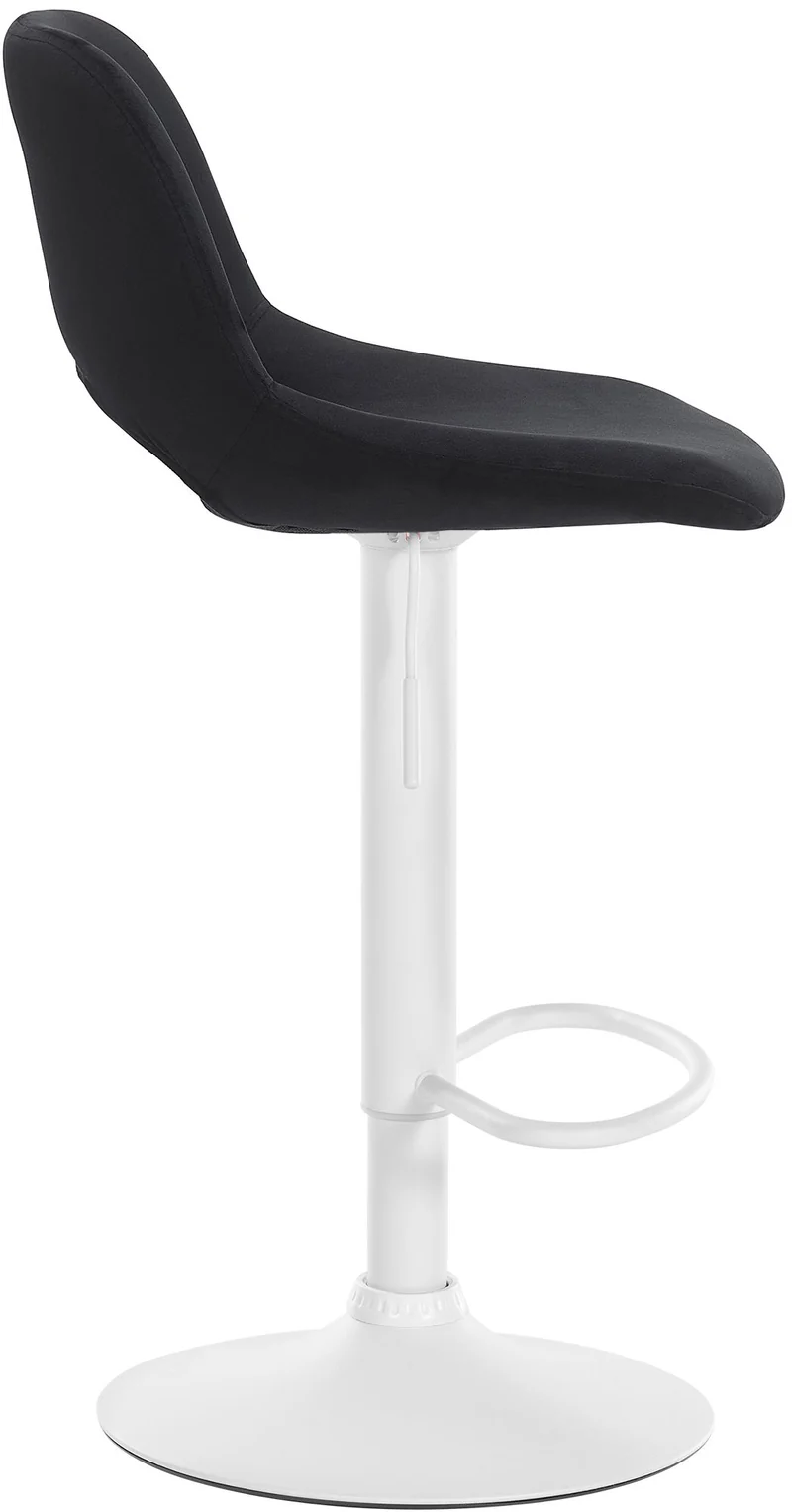 Tabouret de bar chaise haute x1 avec repose-pieds en velours noir piètement métallique blanc 10_0004610