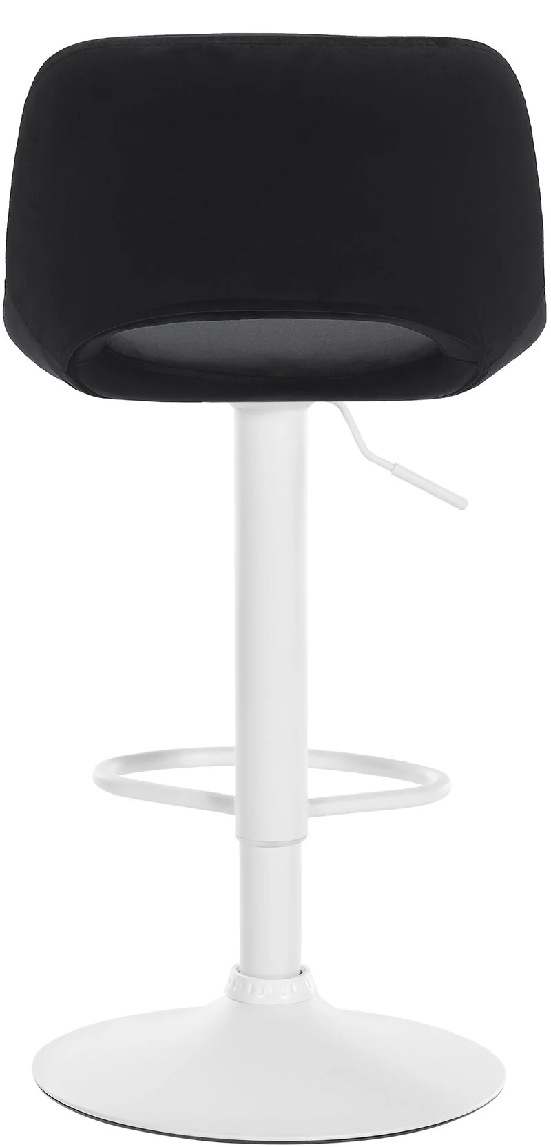 Tabouret de bar chaise haute x1 avec repose-pieds en velours noir piètement métallique blanc 10_0004610