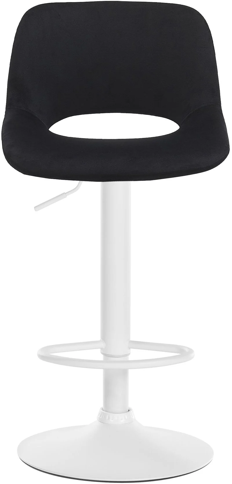 Tabouret de bar chaise haute x1 avec repose-pieds en velours noir piètement métallique blanc 10_0004610