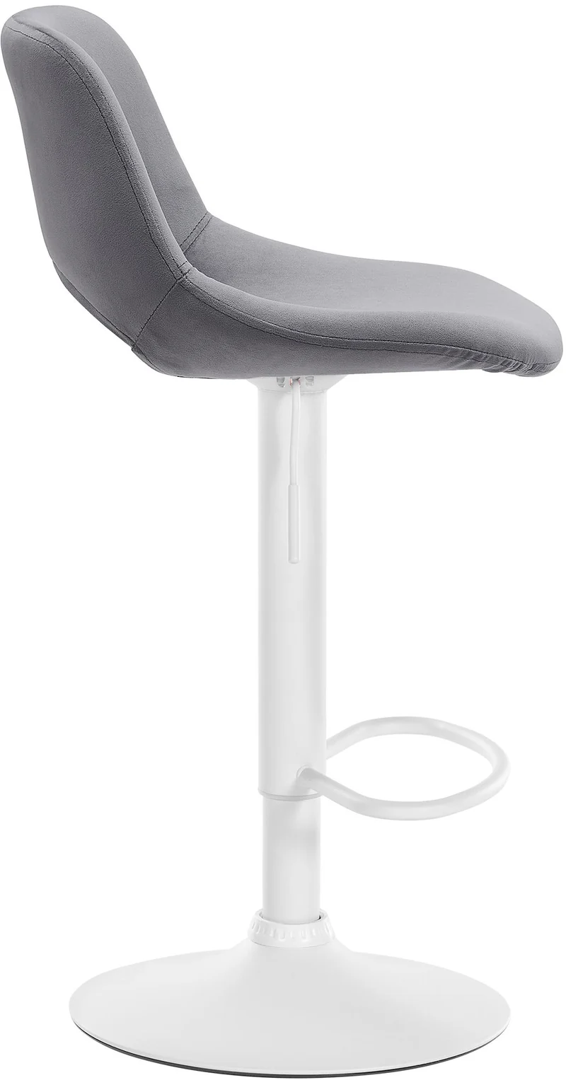 Tabouret de bar chaise haute x1 avec repose-pieds en velours gris foncé piètement métallique blanc 10_0004609