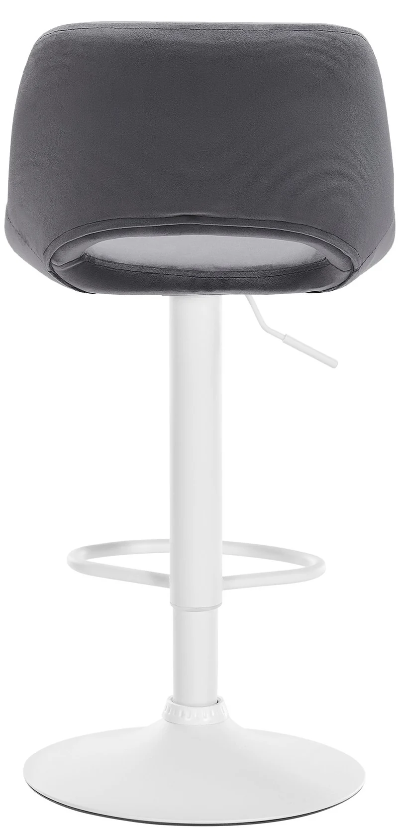 Tabouret de bar chaise haute x1 avec repose-pieds en velours gris foncé piètement métallique blanc 10_0004609
