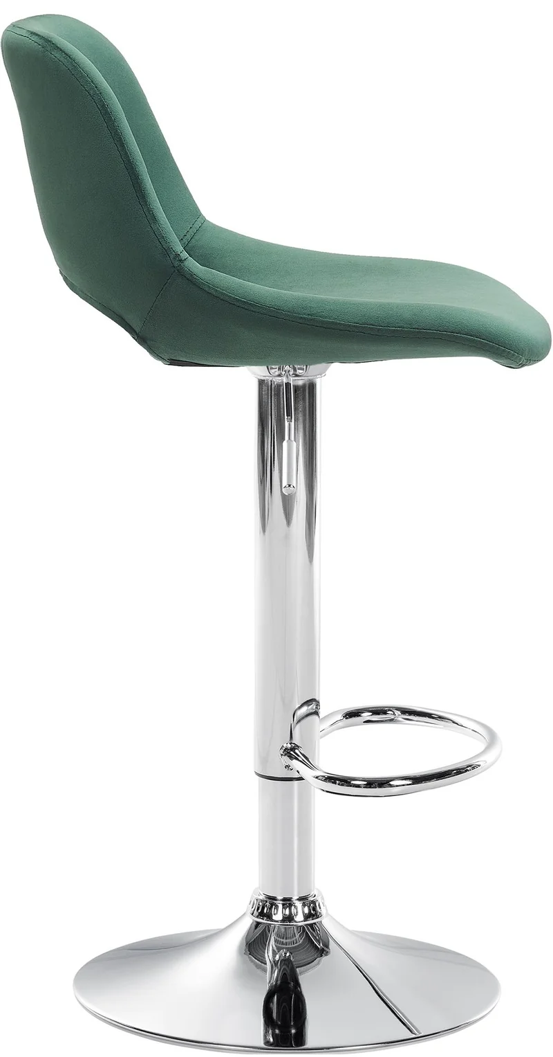 Tabouret de bar chaise haute x1 avec repose-pieds en velours vert piètement métallique chromé 10_0004592