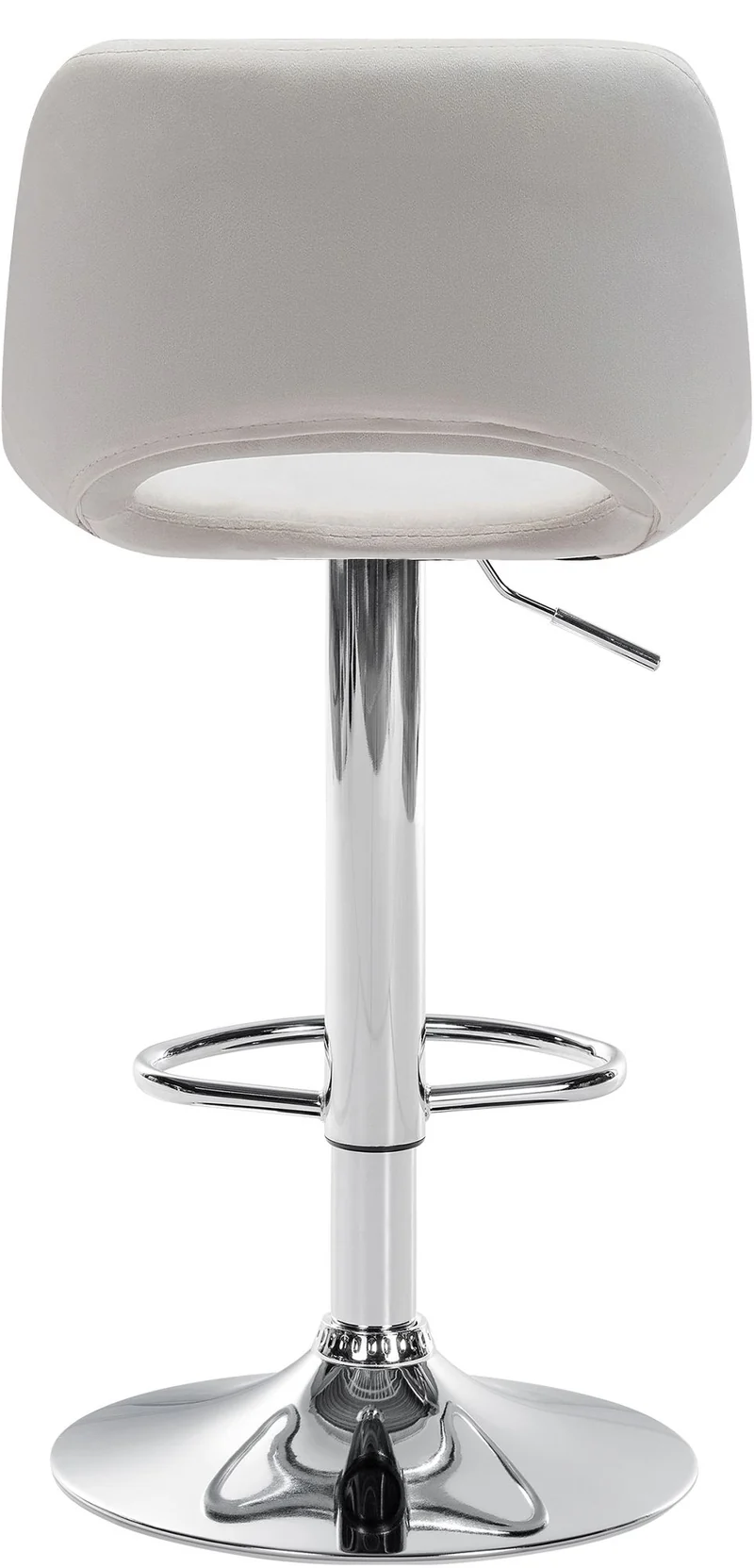 Tabouret de bar chaise haute x1 avec repose-pieds en velours crème piètement métallique chromé 10_0004590