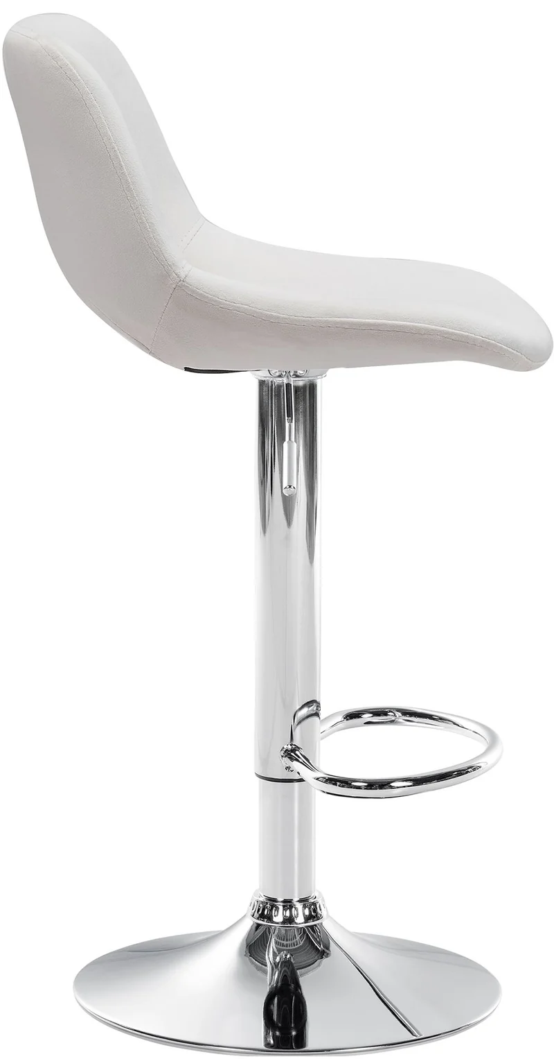 Tabouret de bar chaise haute x1 avec repose-pieds en velours crème piètement métallique chromé 10_0004590
