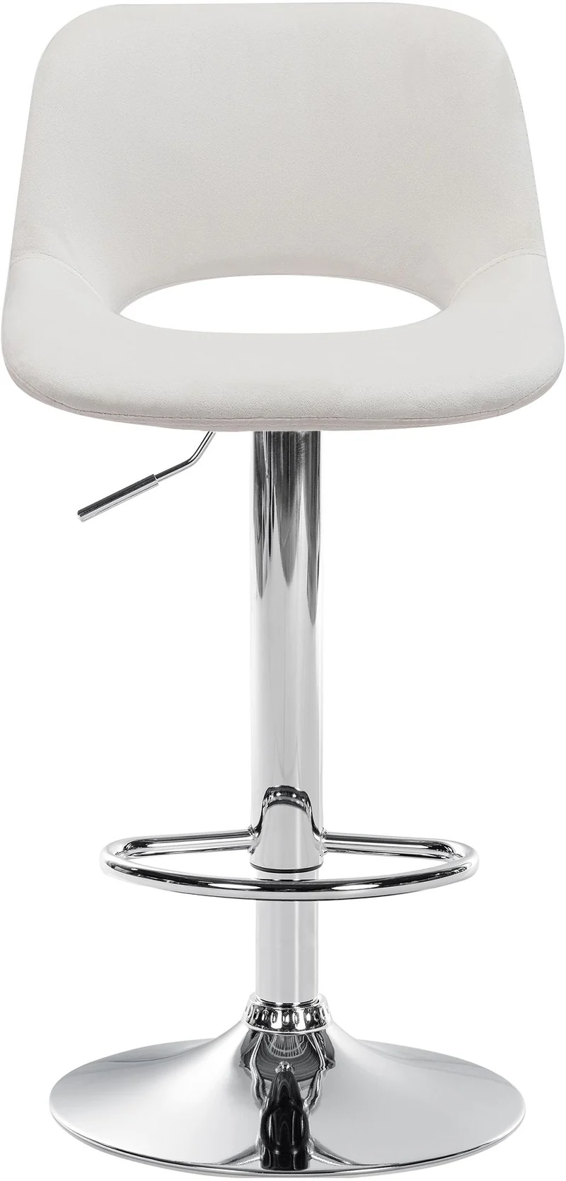 Tabouret de bar chaise haute x1 avec repose-pieds en velours crème piètement métallique chromé 10_0004590
