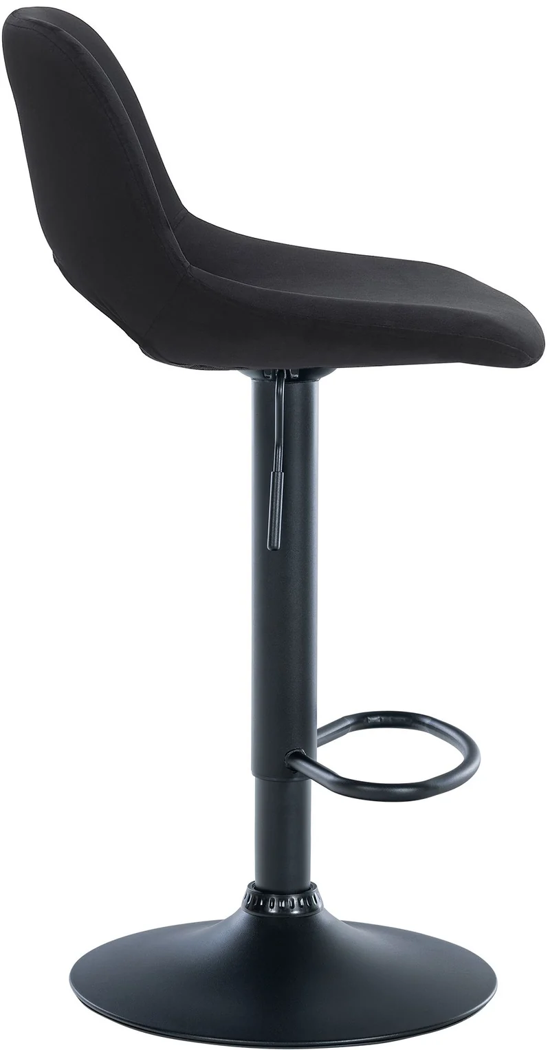 Tabouret de bar chaise haute x1 avec repose-pieds en velours noir piètement métallique noir 10_0004603