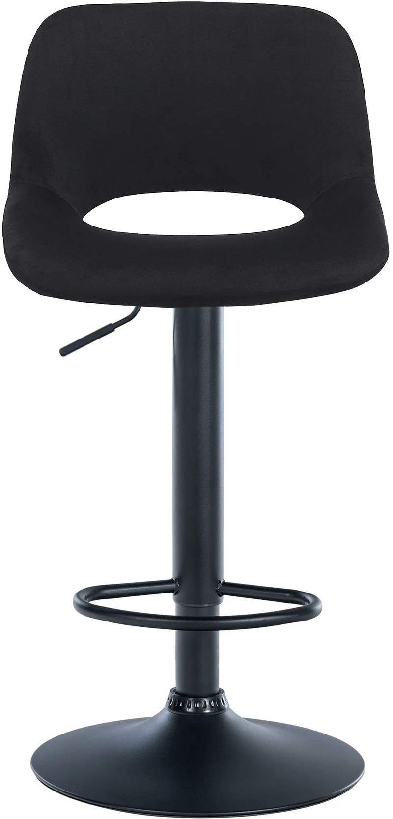 Tabouret de bar chaise haute x1 avec repose-pieds en velours noir piètement métallique noir 10_0004603