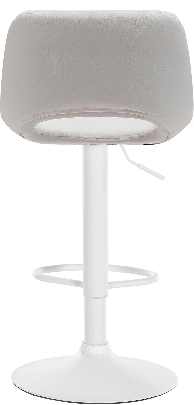 Tabouret de bar chaise haute x1 avec repose-pieds en velours crème piètement métallique blanc 10_0004604