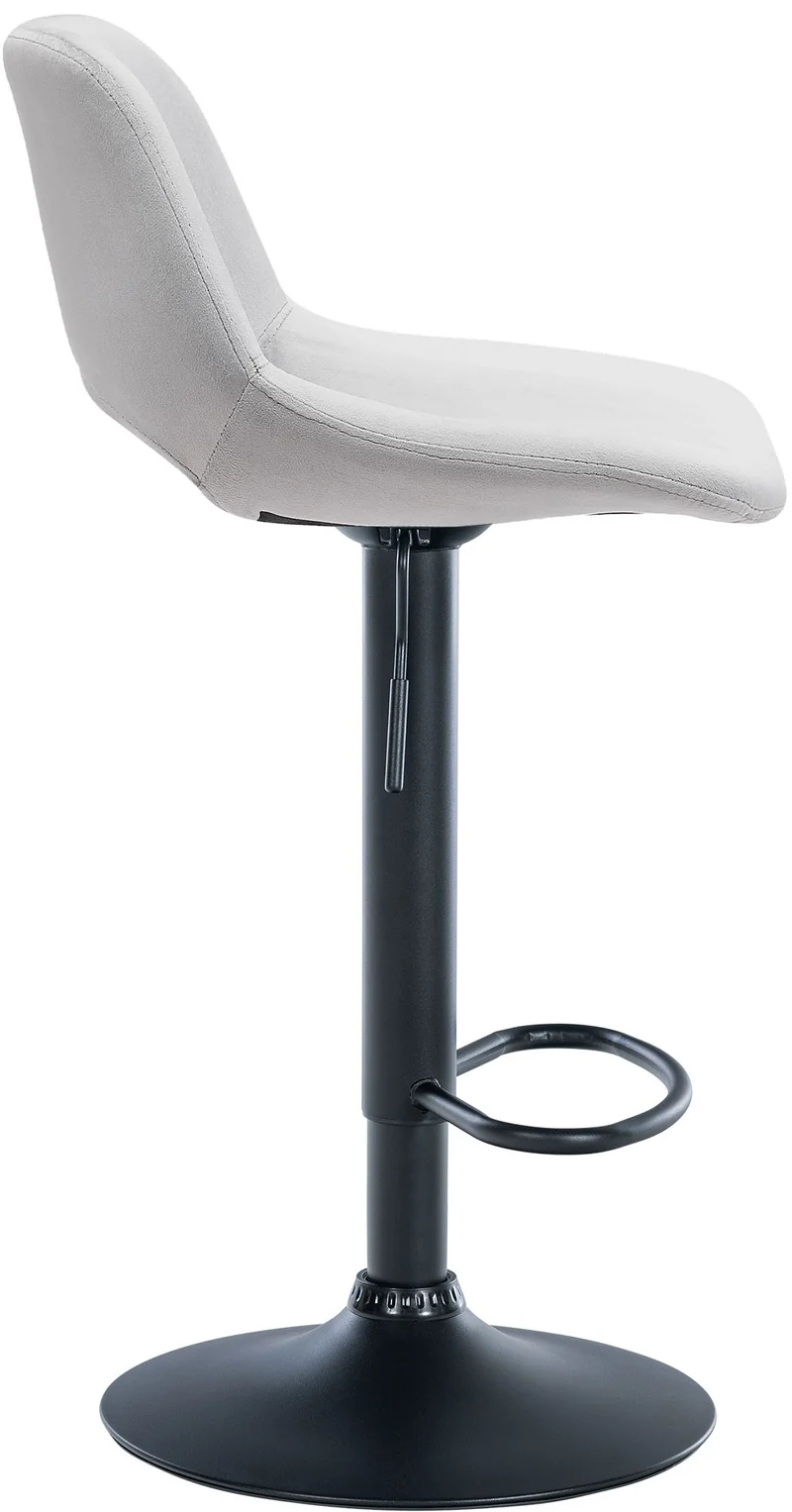 Tabouret de bar chaise haute x1 avec repose-pieds en velours gris clair piètement métallique noir 10_0004600