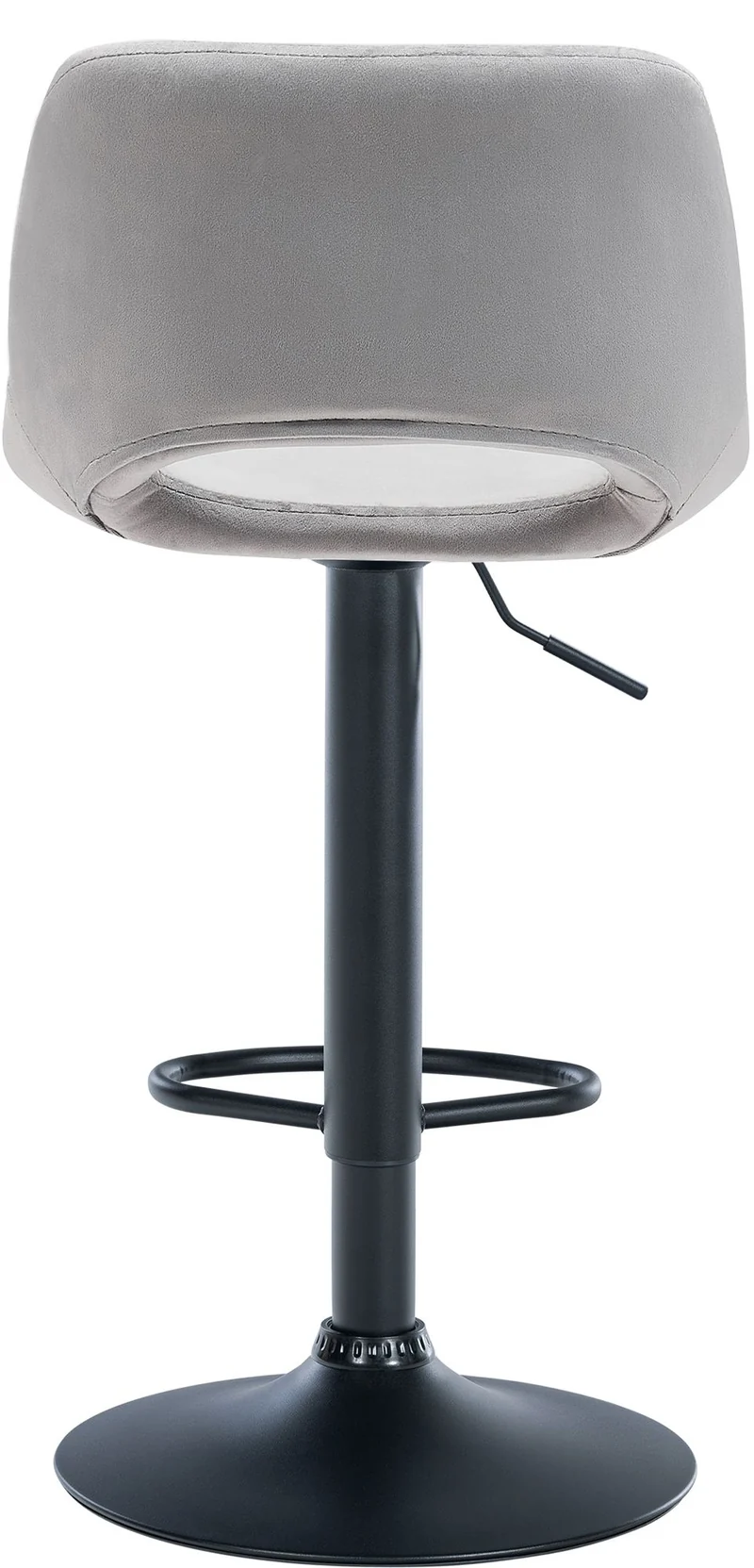 Tabouret de bar chaise haute x1 avec repose-pieds en velours gris clair piètement métallique noir 10_0004600