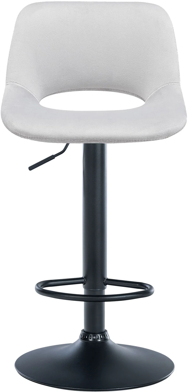 Tabouret de bar chaise haute x1 avec repose-pieds en velours gris clair piètement métallique noir 10_0004600
