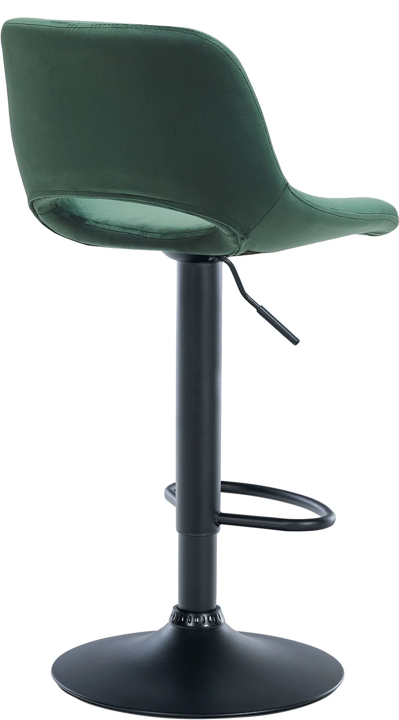Tabouret de bar chaise haute x1 avec repose-pieds en velours vert piètement métallique noir 10_0004599