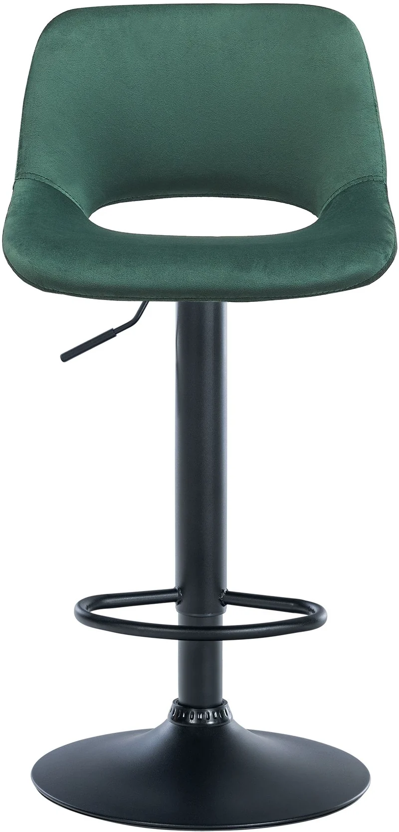 Tabouret de bar chaise haute x1 avec repose-pieds en velours vert piètement métallique noir 10_0004599