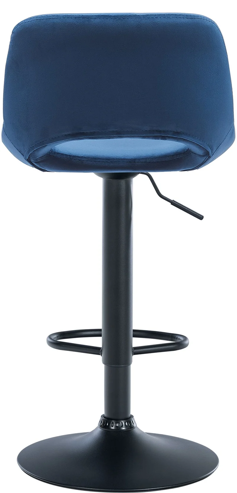 Tabouret de bar chaise haute x1 avec repose-pieds en velours bleu piètement métallique noir 10_0004598