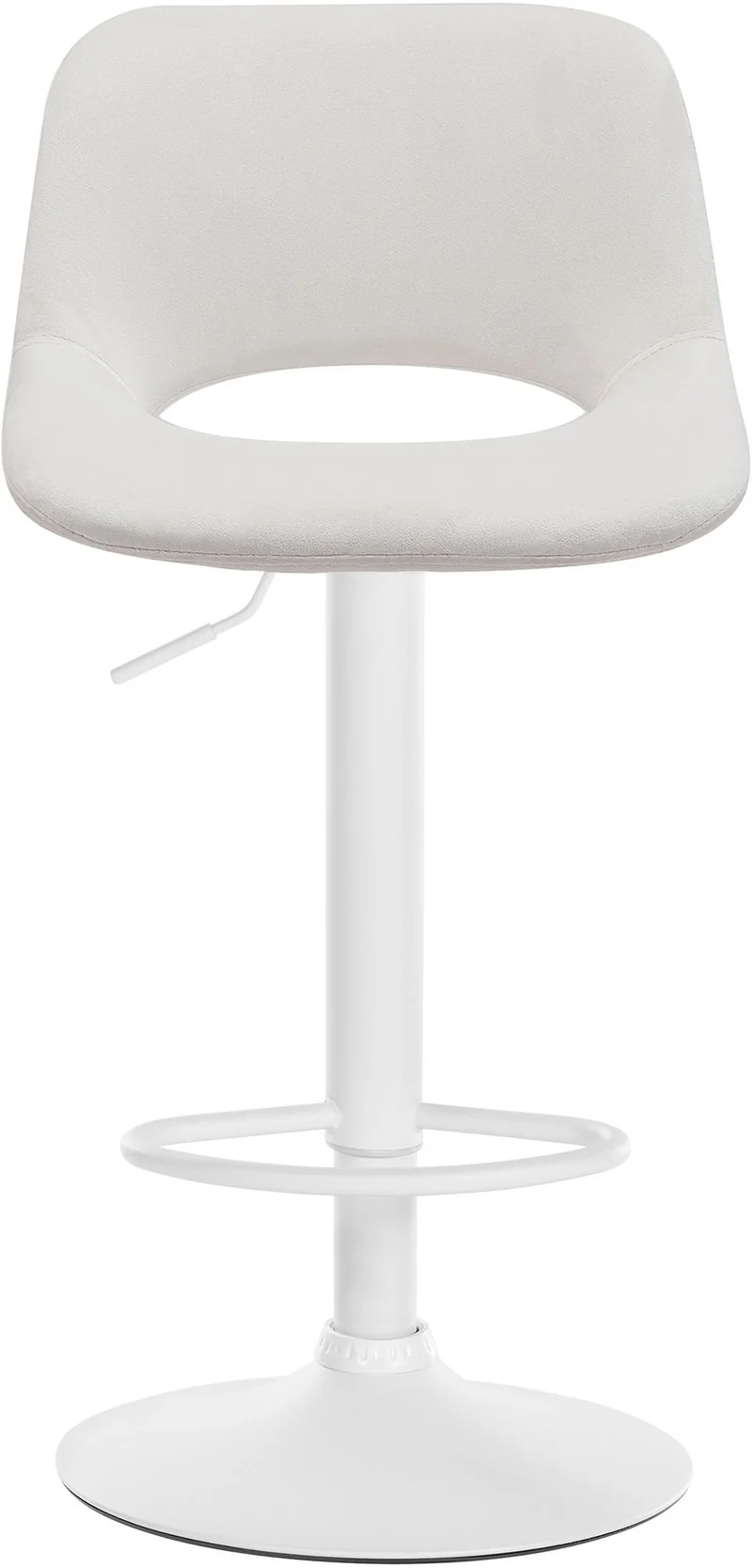 Tabourets de bar chaises haute x2 avec repose-pieds en velours crème piètement métallique blanc 10_0004086