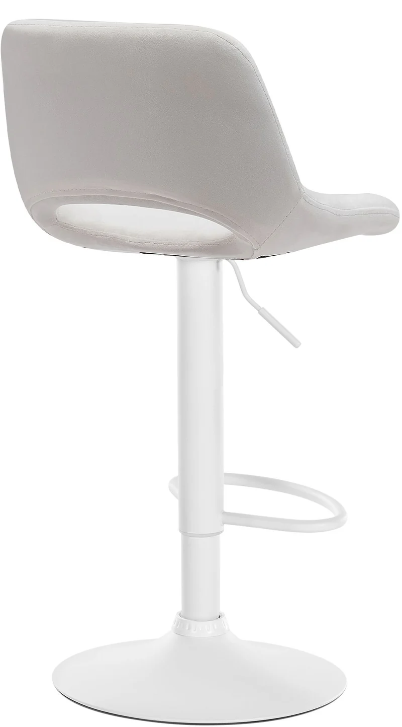 Tabourets de bar chaises haute x2 avec repose-pieds en velours crème piètement métallique blanc 10_0004086