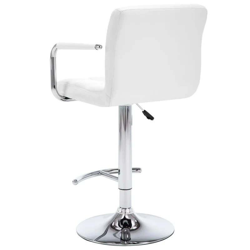 Lot de 2 tabourets de bar chaises hautes avec coutures carrées en PVC blanc et acier DEC029615