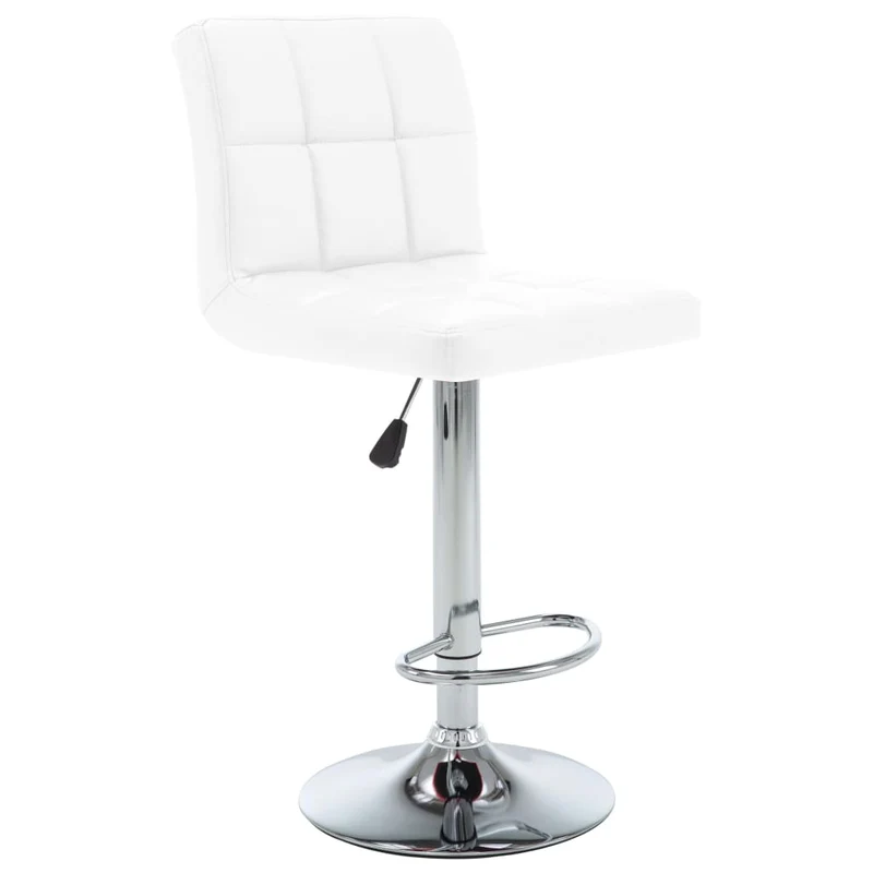 Lot de 2 tabourets de bar chaises hautes avec coutures carrées en PVC blanc DEC029612