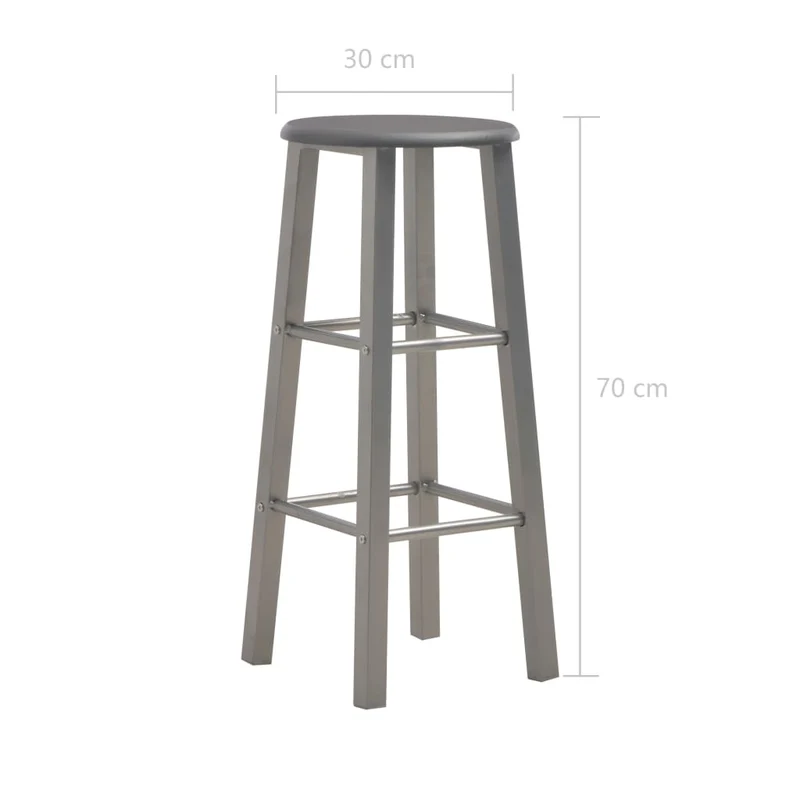 Lot de 2 tabourets de bar chaises hautes en mdf anthracite cadre en acier DEC029604